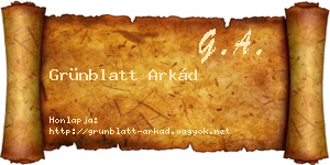 Grünblatt Arkád névjegykártya
